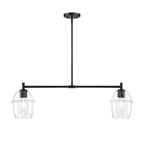 Designers Fountain Summer Jazz 60 Watt 2-Light Matte Black Transitional Island Light with Clear Glass Shades D310M-IS-MB